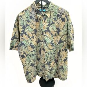 Tori Richard Mens Hawaiian Shirt Exotic Hawaiian Leaves Design Size XL Charcoal